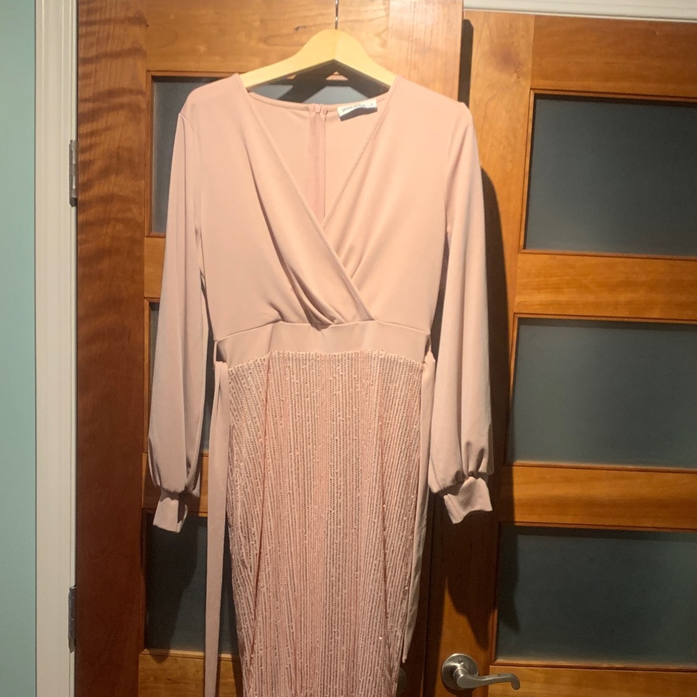 Grace Karin Blush Long Sleeve Dress